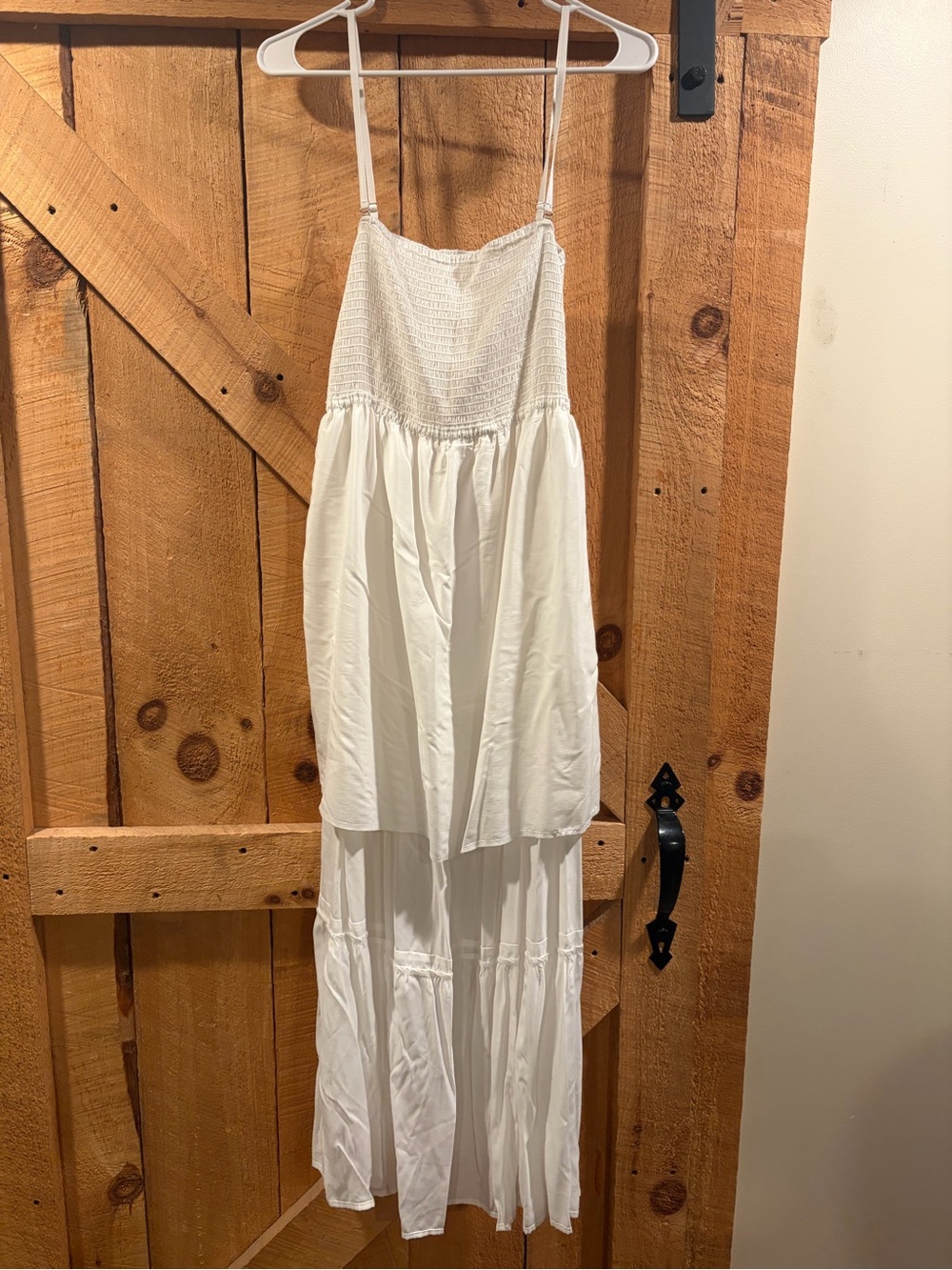 Women's White Tiered Smocked Maxi Dress